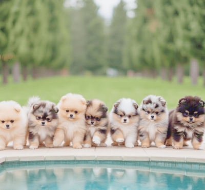 lulu da pomerania na piscina